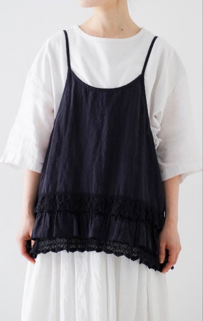 6/1まで専用 2025SS新品未使用ネストローブリネンレースヘムキャミソール