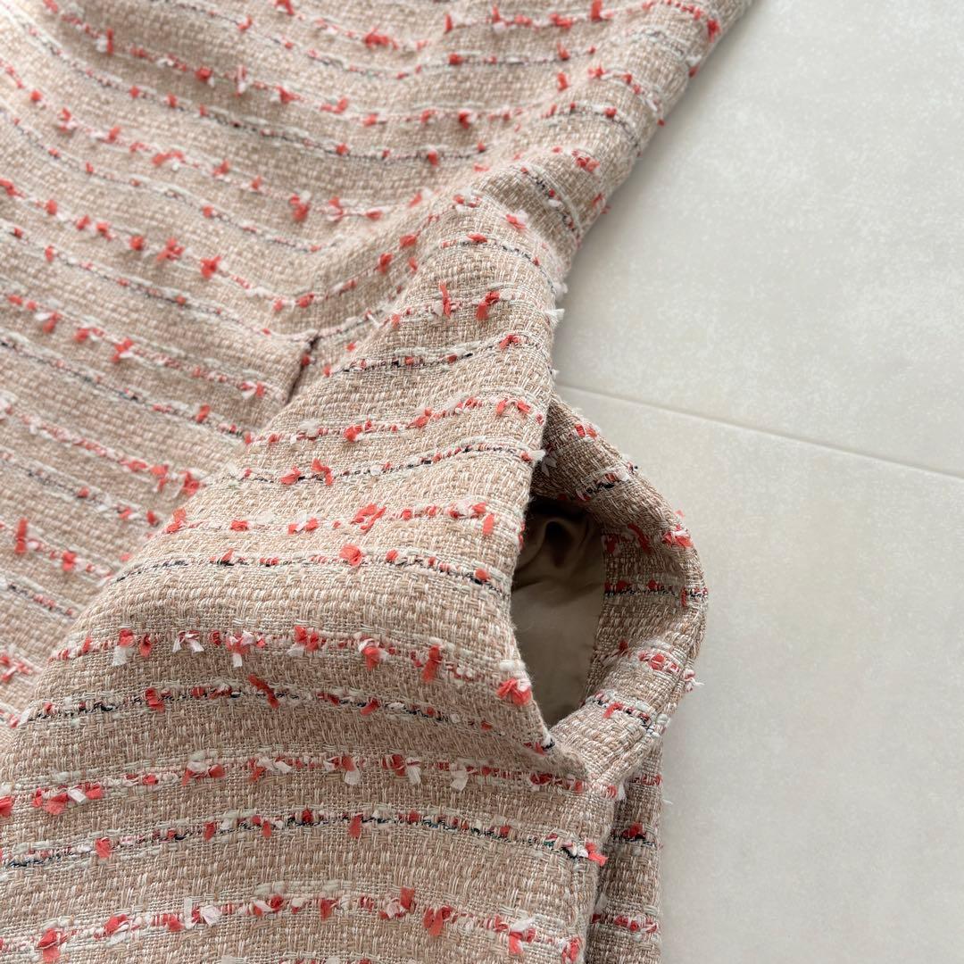 【美品】フォクシー ツイード ワンピース ノースリーブ フレアライン 40 春