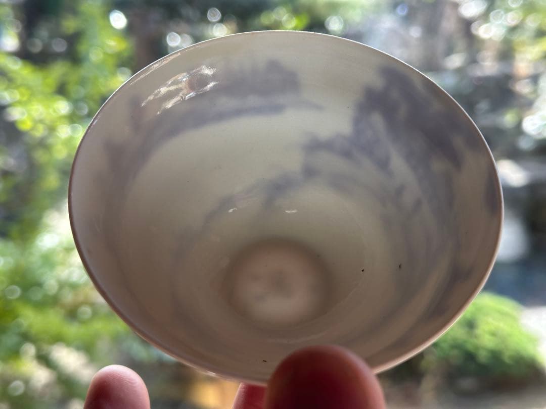 【超珍品】透ける薄さ！古伊万里　卵殻手　染付山水人物紋　蓋物　5客セット有田焼