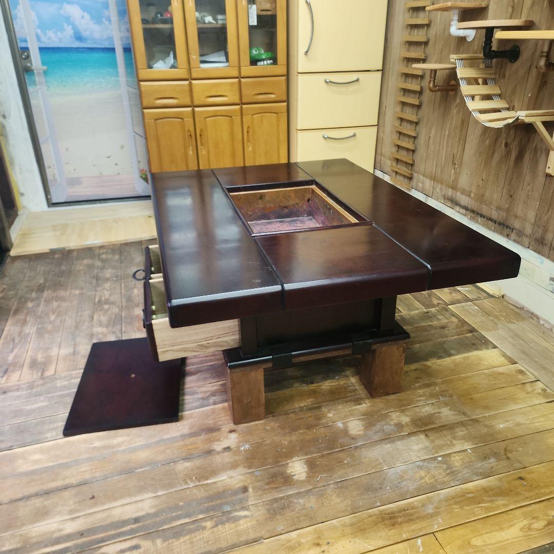 大型火鉢テーブル引き出し付き