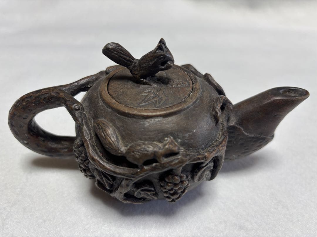 急須 中国茶器 リスとブドウ 珍品