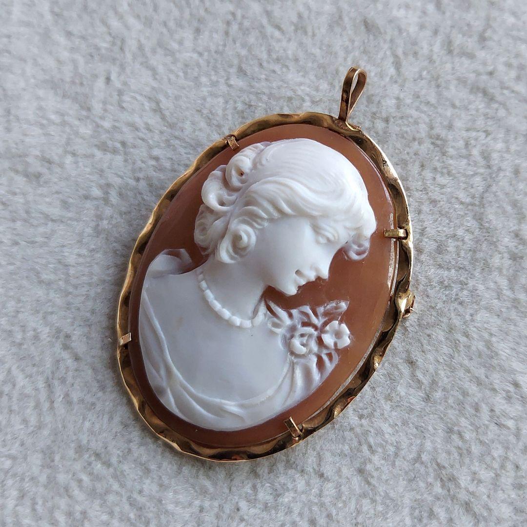 ヴィンテージ　女性　カメオ　ペンダントトップ&ブローチ