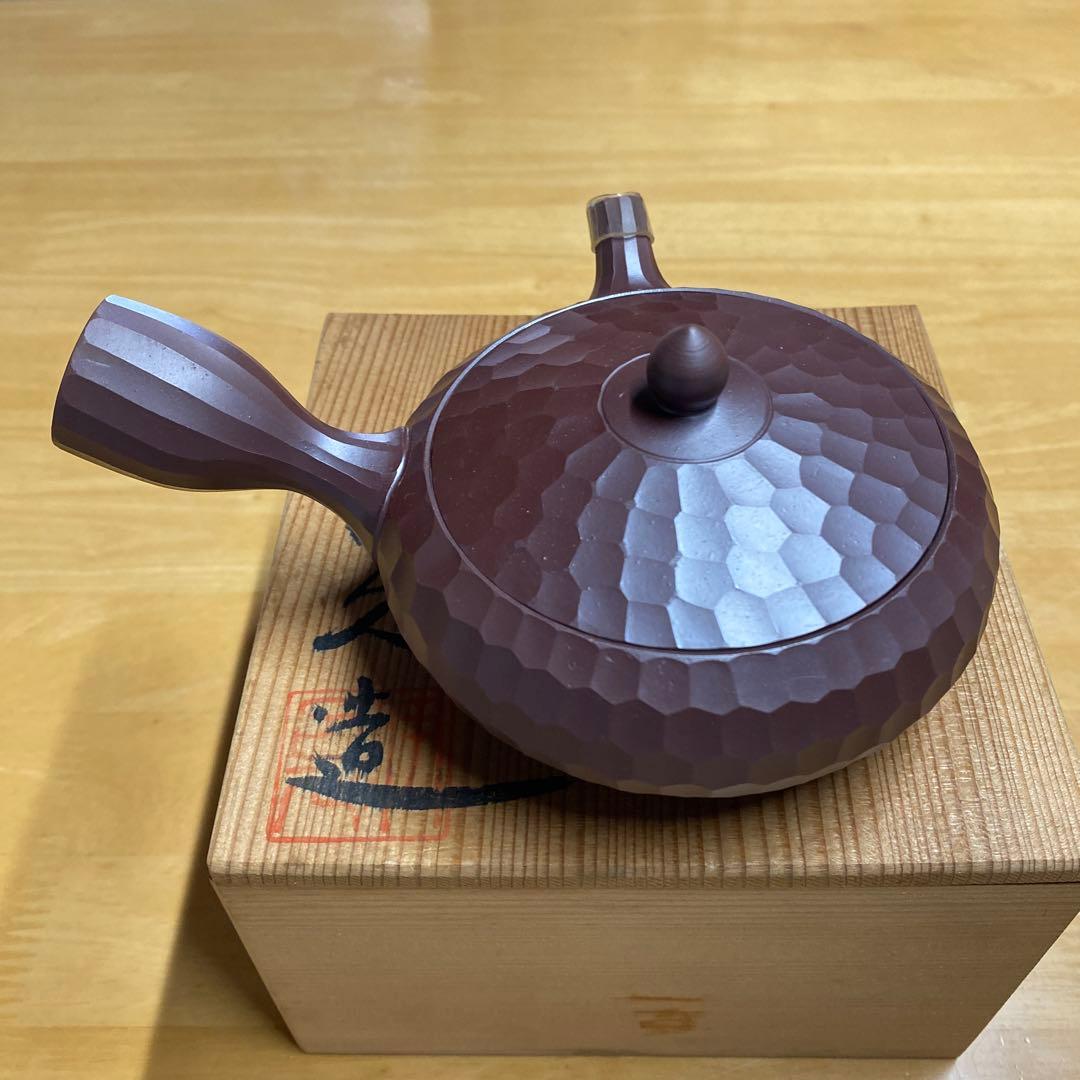 万古焼　手作急須　三代伊呂久作 希少品　ダイヤモンドカット