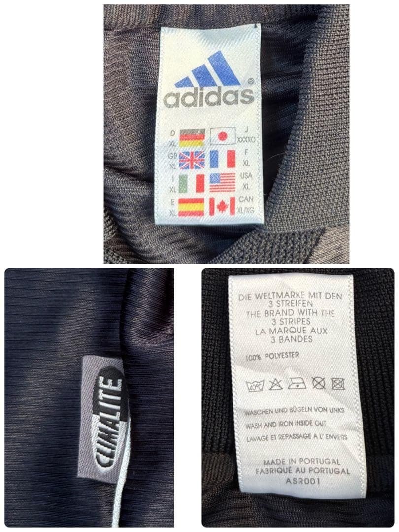 adidasアディダス 刺繍ロゴ　サイドライン　サッカーシャツ　ユニホーム