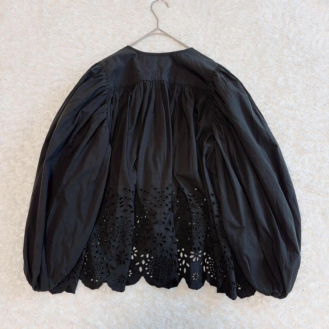 美品✨マリハ 春の訪れのブラウス 別注 ボリュームスリーブ 黒 綿 36