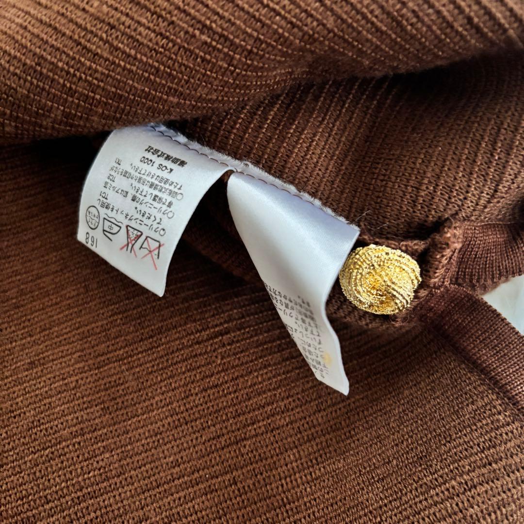 イブサンローラン ノーカラージャケット カシミヤカーディガン金ボタンゴールド金具