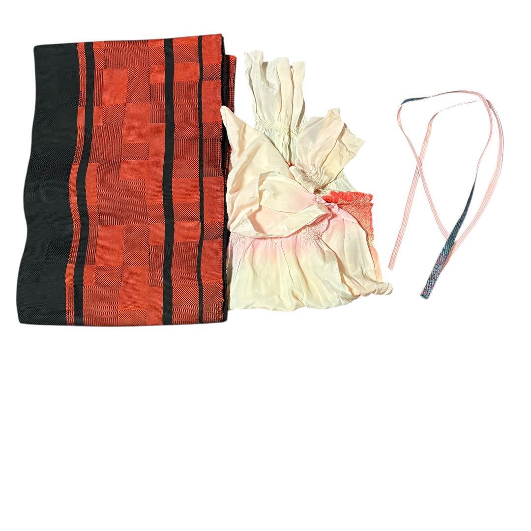 C*o様 未使用近い　美品　袷　正絹　生紬　琉球絣柄　小紋　フルセット