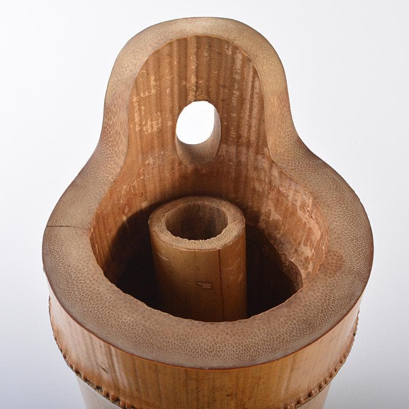 茶道具　竹　石清水　掛花入　茶席用　花押あり　書付時代箱　C　R6493