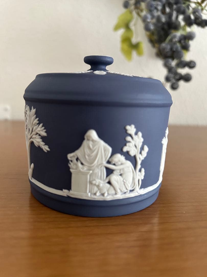 ウエッジウッド　ジャスパー　ポーランドブルー 小物入れ 陶器 蓋付き