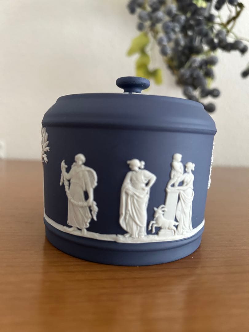 ウエッジウッド　ジャスパー　ポーランドブルー 小物入れ 陶器 蓋付き