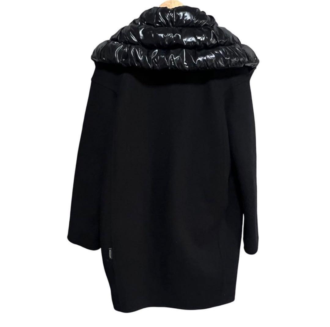 モンクレール　レアなインナーダウン付きウールコート　ダウンショール　ブラック