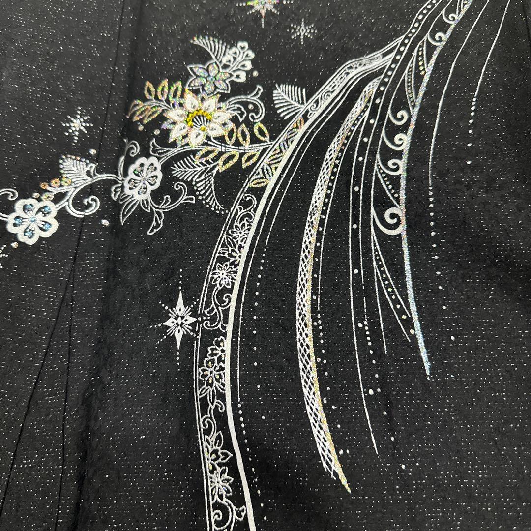 モノトーン キラキララインストーン訪問着 銀通し 白黒