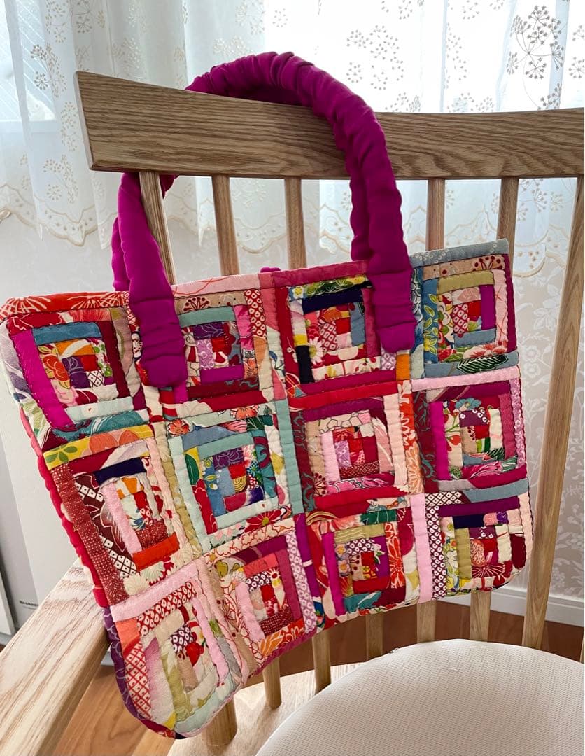 ちちんぷいぷい　京都 正絹 手縫いパッチワークバッグ