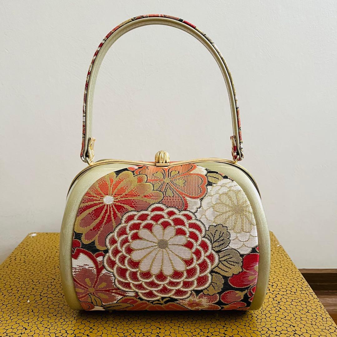 【美品】振袖用バッグ　草履　成人式　振袖　西陣織　正絹　Mサイズ