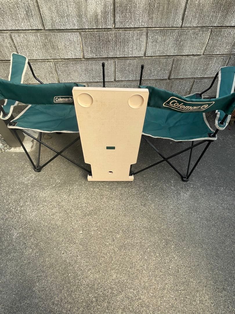 Coleman二人掛けアウトドアテーブルチェア一体型荷物入れ付秋キャンプおまけ付