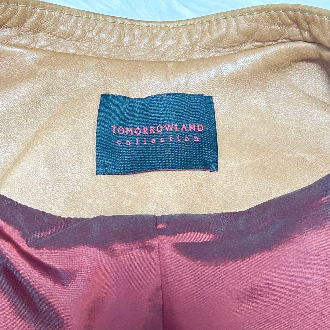 美品✨トゥモローランド ラムレザー ジップアップジャケット ブルゾン ノーカラー