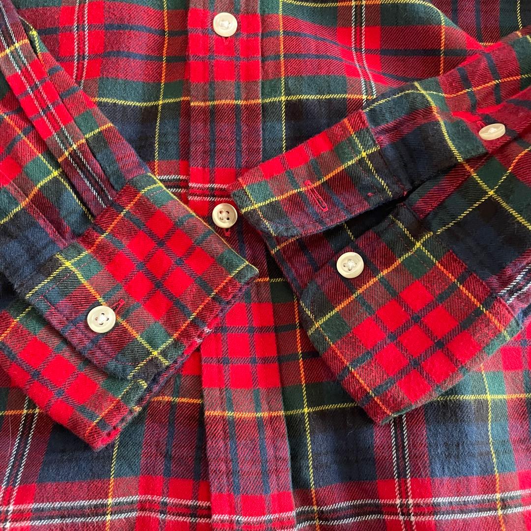 美品　ラルフローレン　S ネルシャツ　タータンチェック　ポニー刺繍　レッド系