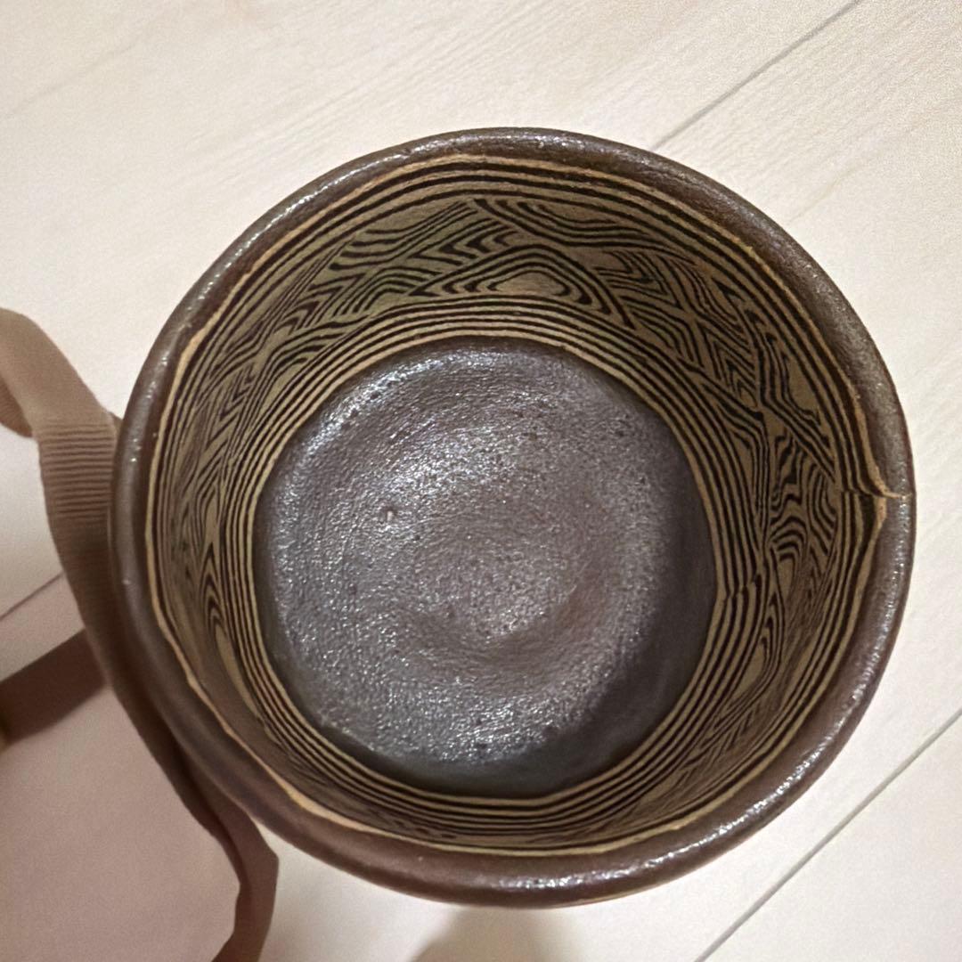 初代　水野双鶴　練り込　抹茶茶碗　共布　共箱　栞