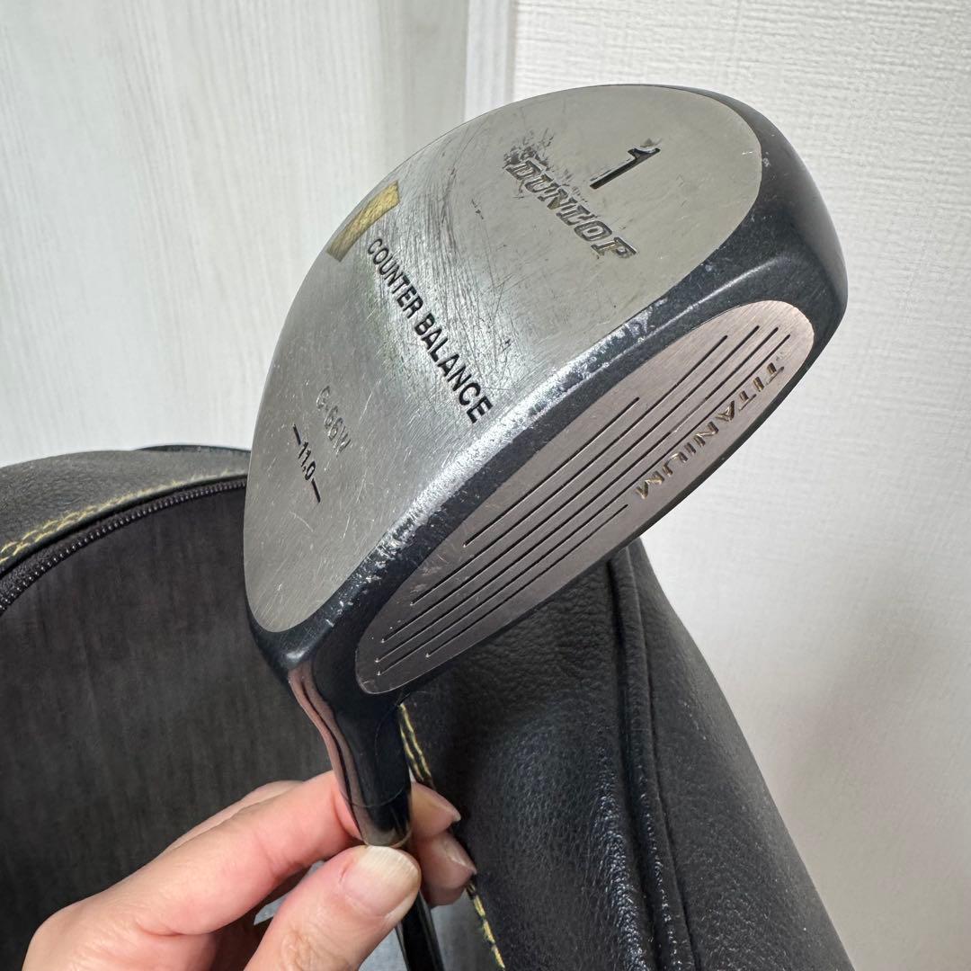 DUNLOP ゴルフバッグ 黒　ゴルフクラブ12本セット付き　ダンロップ　一色