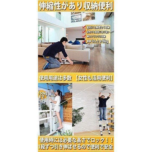 はしご 伸縮 5m 150kg 家庭用 業務用 災害 防災 日本語説明書付