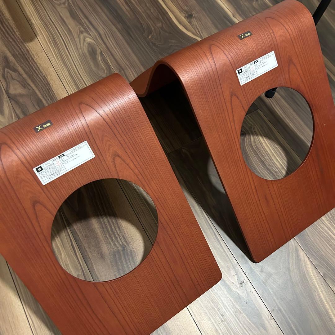 円形木製座卓 カンディハウス1個 天童木工曲げ座椅子2脚 カンデハウス座布団付き