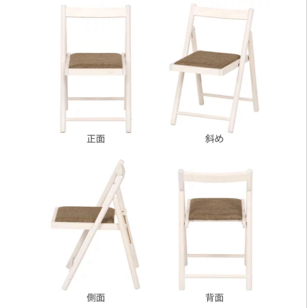 【美品】デスク チェア セット 折り畳み可能 フォールディング ホワイト 木製