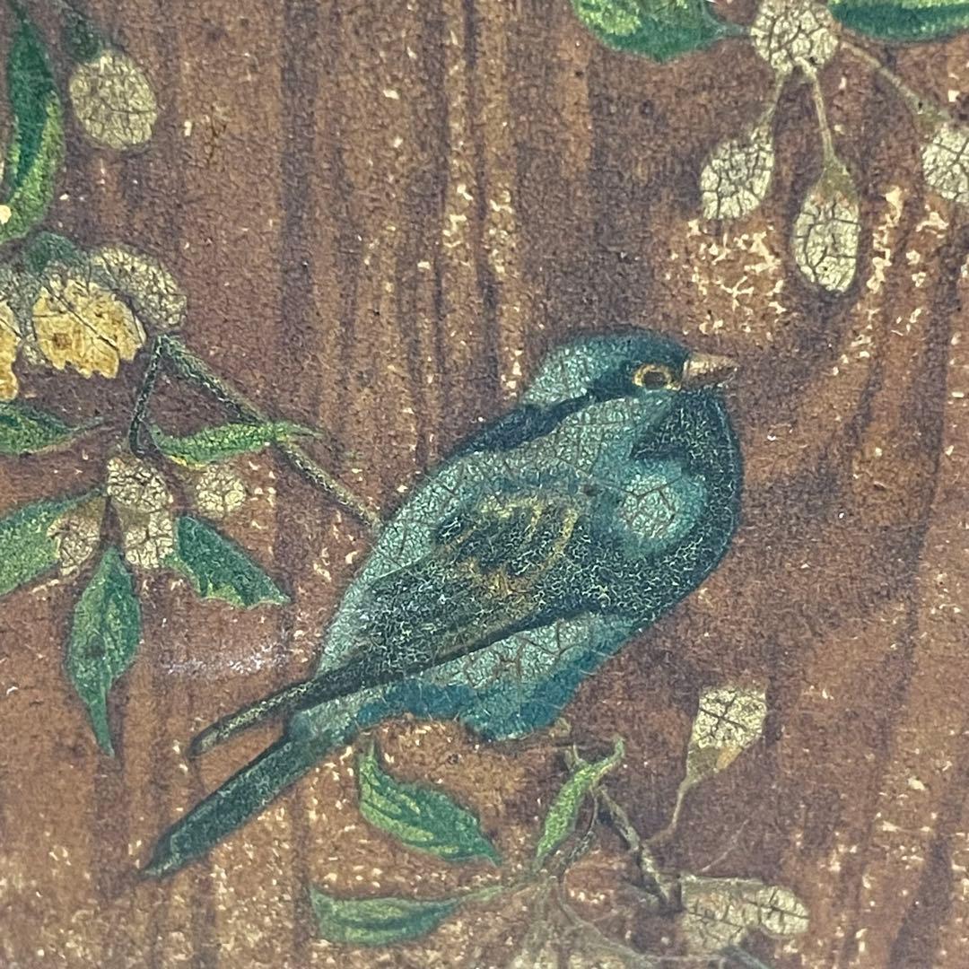 フランス　アンティーク　レターラック　パピエマシェ 花　小鳥