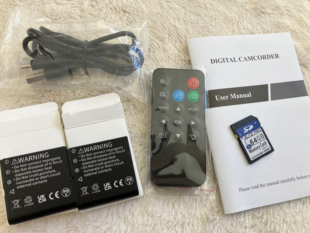 4Kビデオカメラ 本体 リモコン付き予備バッテリー64GBSDカード付属取説