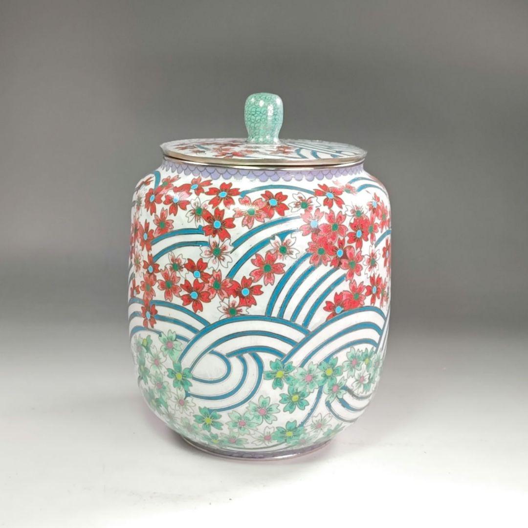 ウ249 水指『七宝　波桜尽くし紋　水指　木箱』茶道具