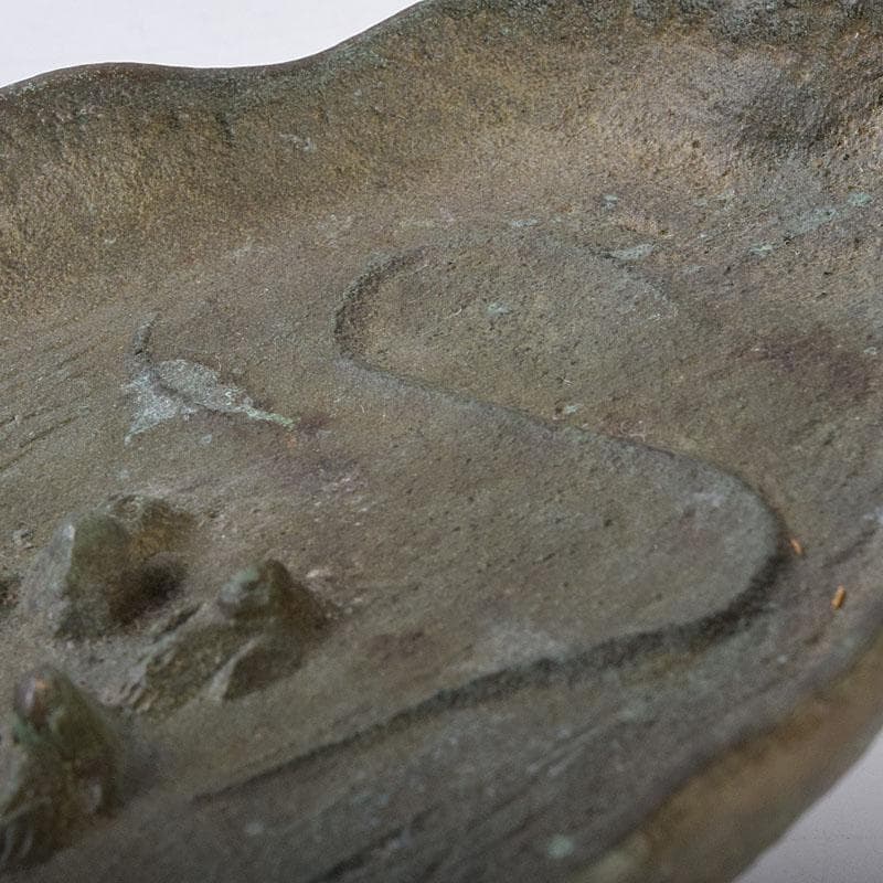 十三世　金谷五良三郎作　青銅瑞鶴巣籠灰皿　共箱　C　R8959