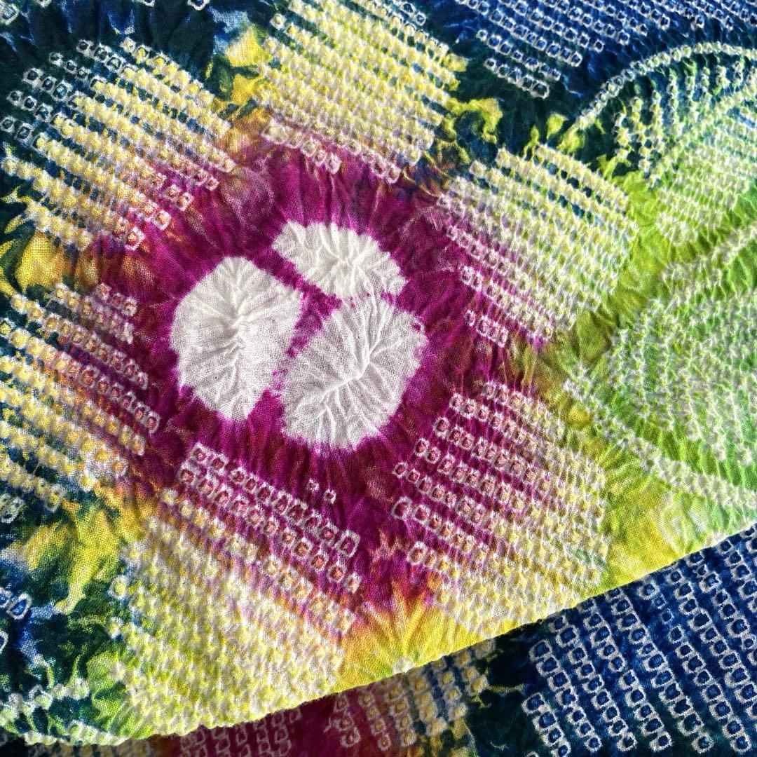 有松鳴海絞り　浴衣　絞り浴衣　手縫い　上質　大輪花模様　有松絞り　No.2-11