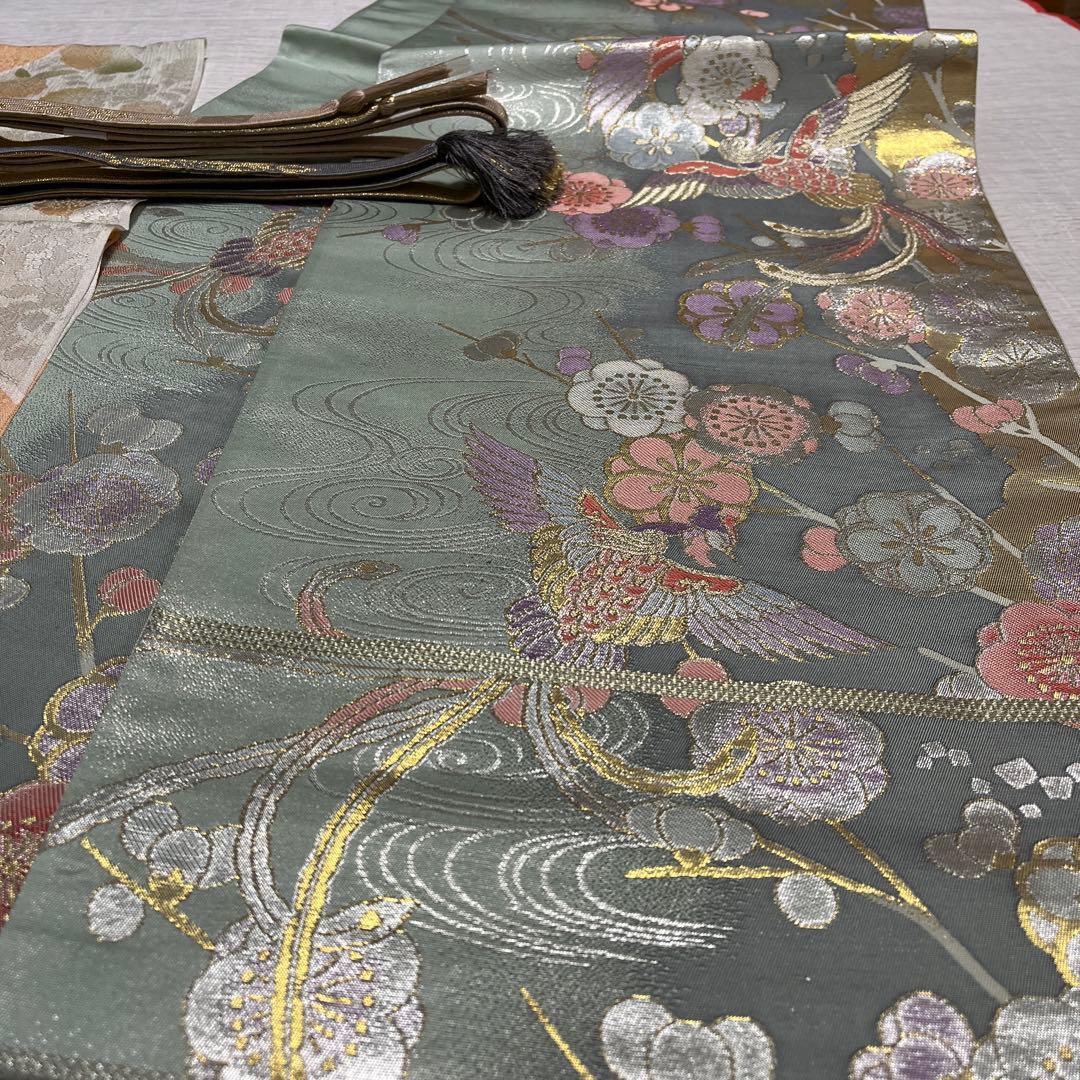 白とグレーの梅と蕾の訪問着 白系