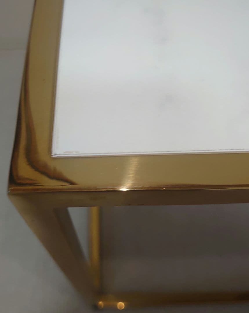 フランフラン　レーヌ ネストテーブル S マーブル×ゴールド