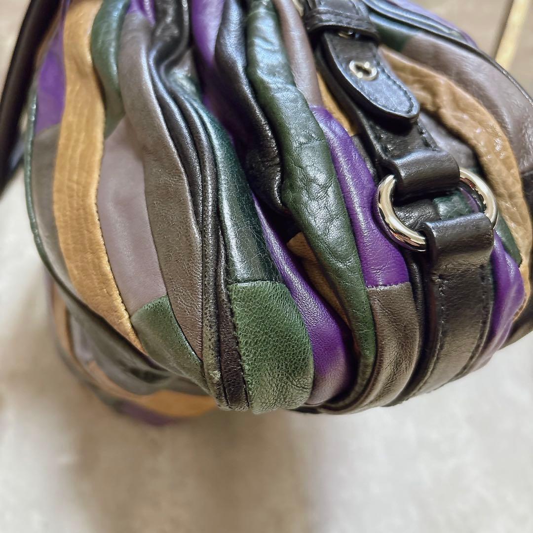 希少美品 miu miu パッチワーク ハンドバッグ Y2k マルチカラー 羊革
