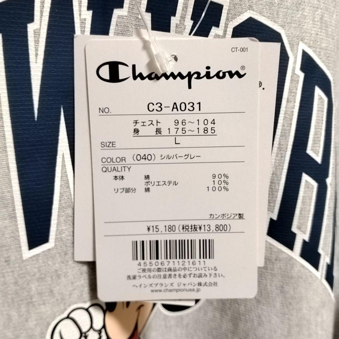 チャンピオン　Ｌ　クールネック　スウェットシャツ　リバースウィーブ　ミッキー