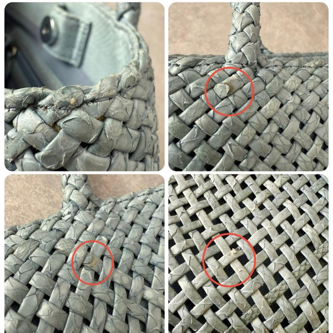 【定価3万】銀座ヨシノヤ パイソンレザー イントレチャートバッグ メッシュ 蛇革