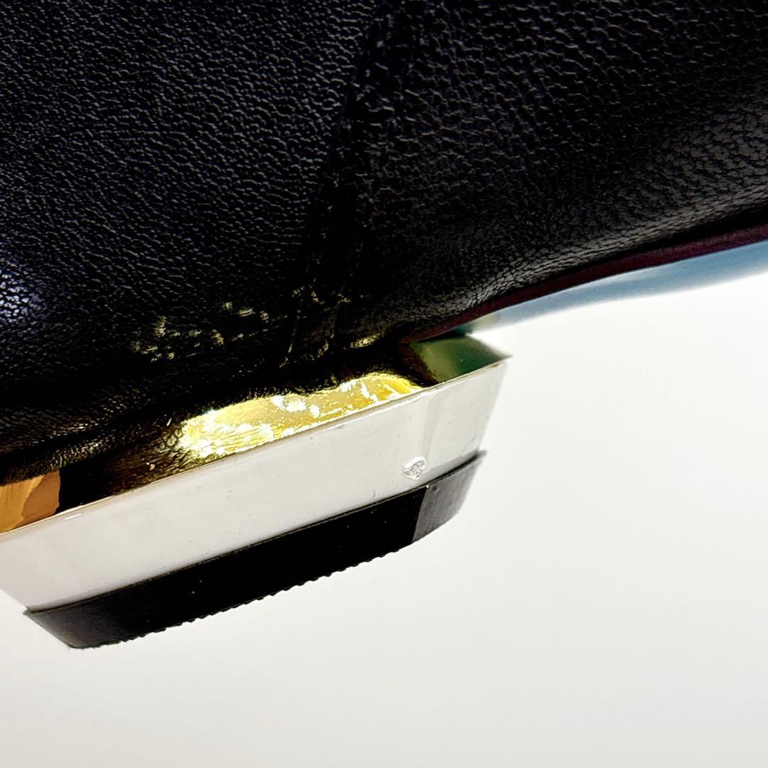 MANA　ふかふかバブーシュ　レザーパンプス　３６　ブラック