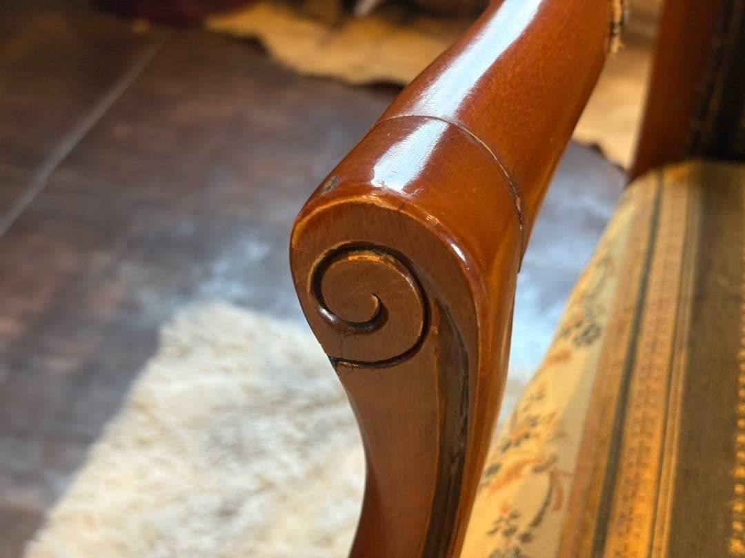 輸入家具　クラシック　ヨーロピアン　ストライプ　ハイバックチェア　アーム　SZ