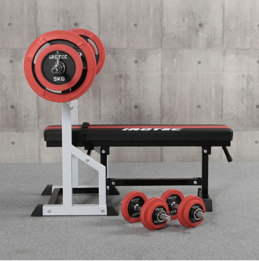 【美品・引取限定】IROTEC アイロテックダンベル＆ベンチプレス70kgセット
