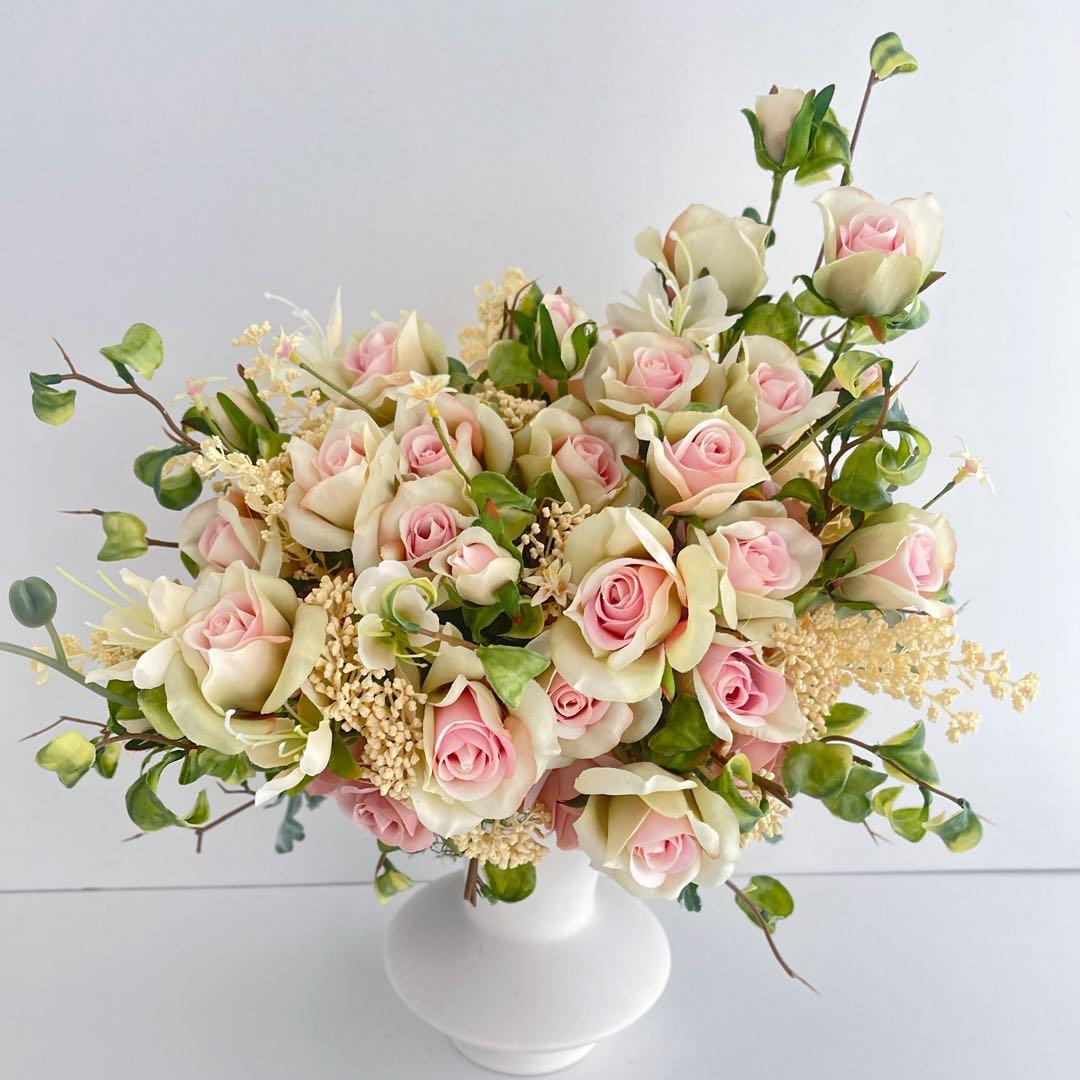光触媒フラワーアレンジメント｜ローズを贅沢に束ねた くすみカラーの高級アレンジ