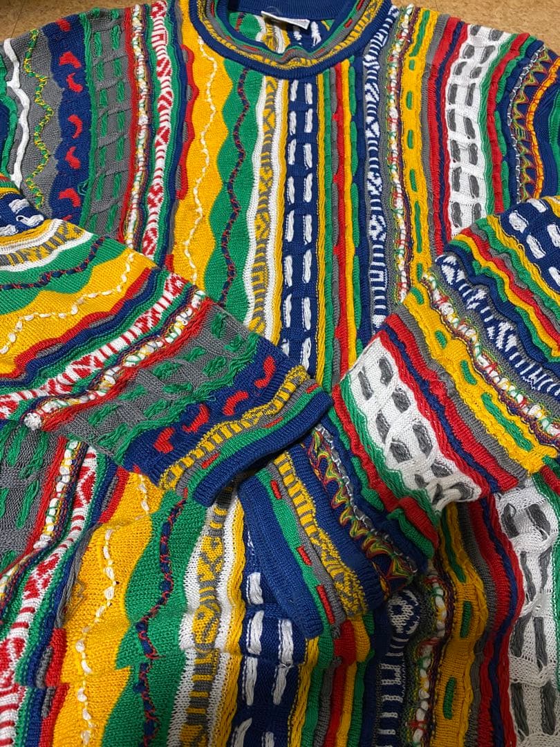 【XL】クージー　COOGI　3D　ニット マルチカラー　総柄 90s
