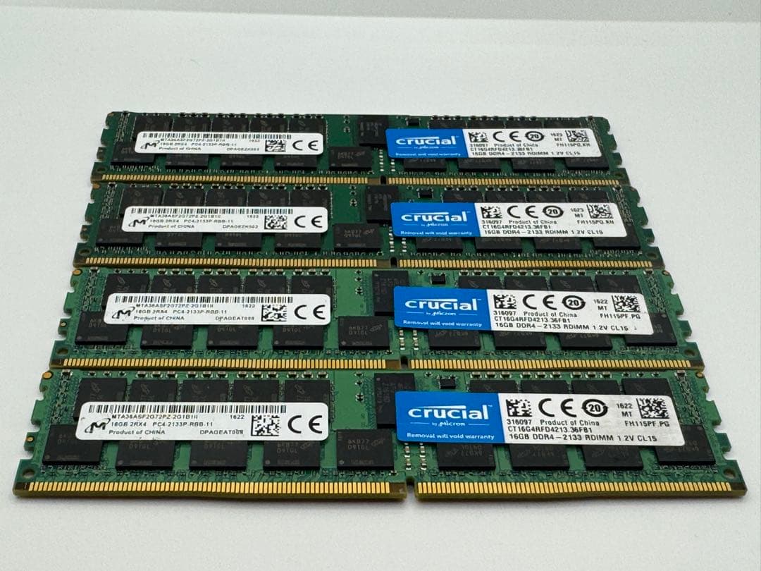 ⑥Crucial 16GB DDR4-2133P RDIMM 4枚セット