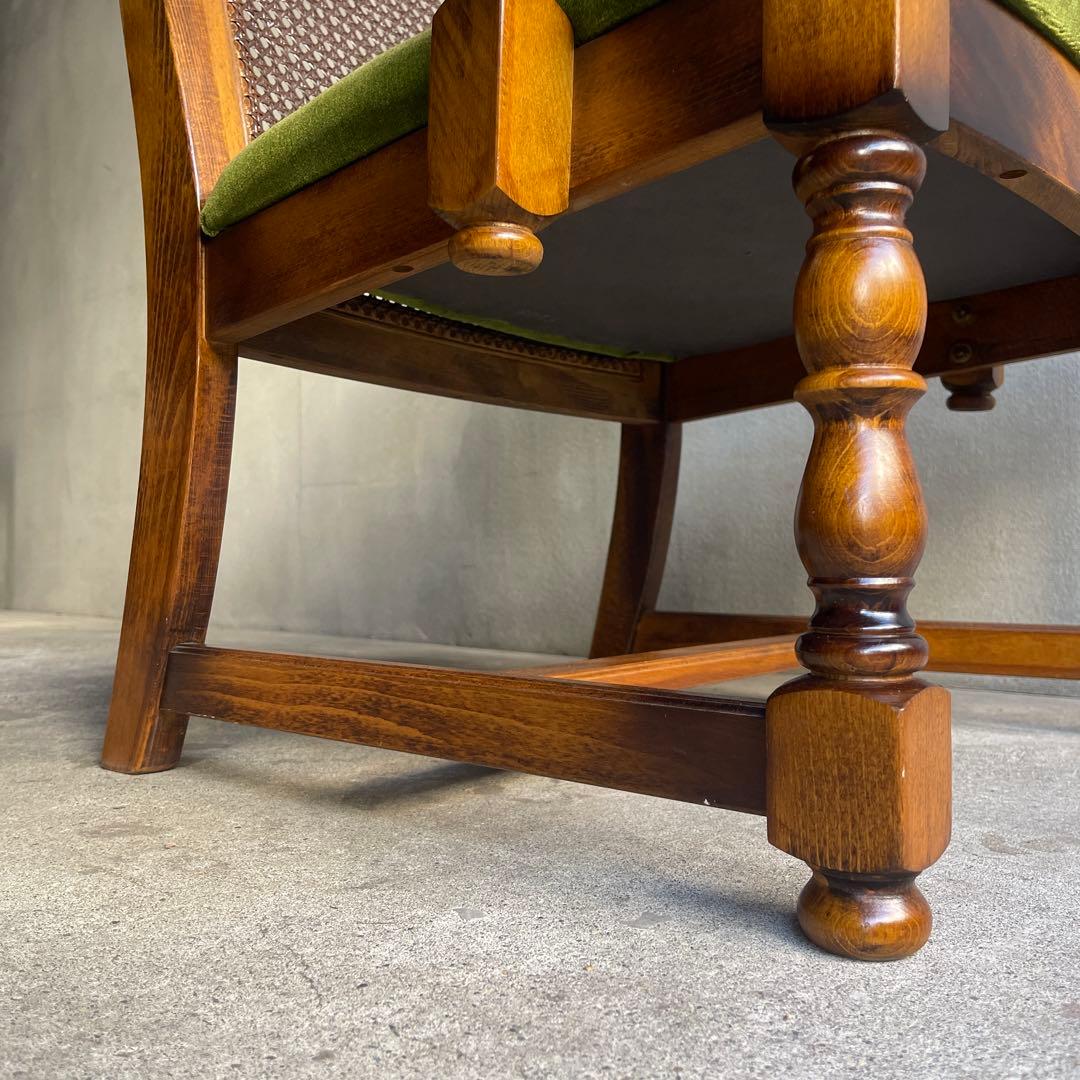 karimoku カリモク　コロニアル モケットグリーン アームチェア