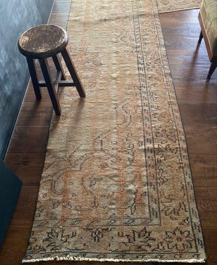 訳あり特価ロングランナーラグ　ヴィンテージラグ　トルコラグ