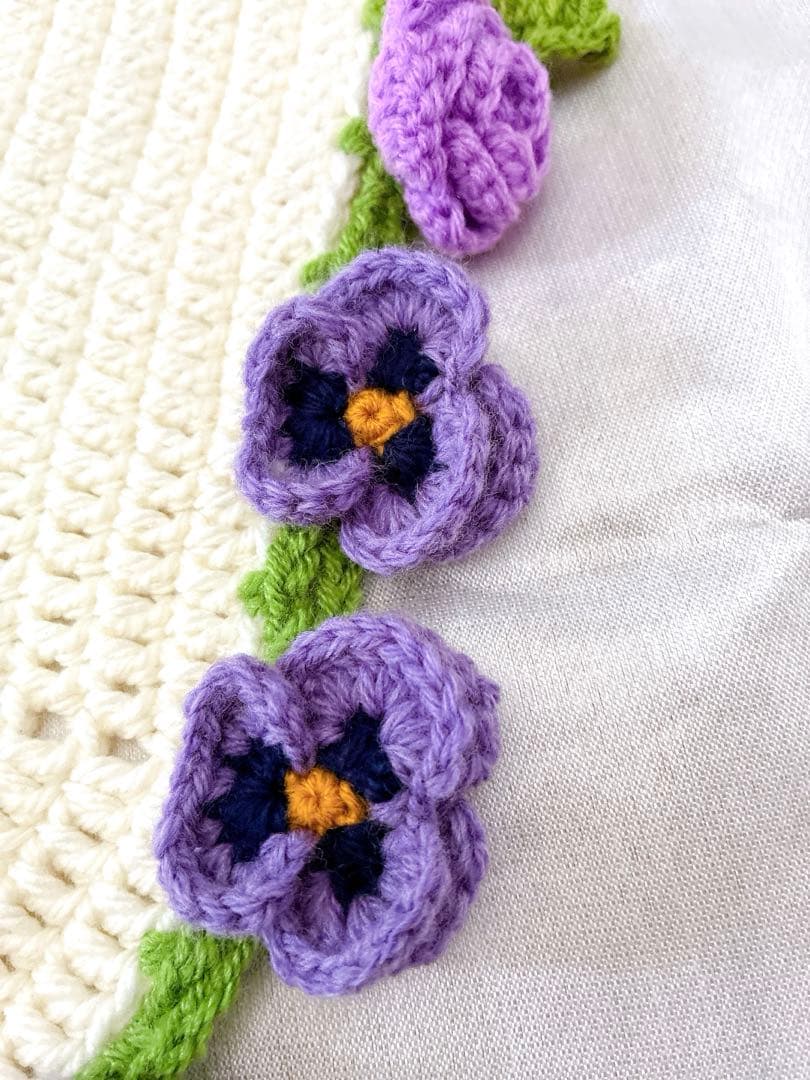 花束ブランケット ブーケブランケット　手編み ハンドメイド 79cm 編み物