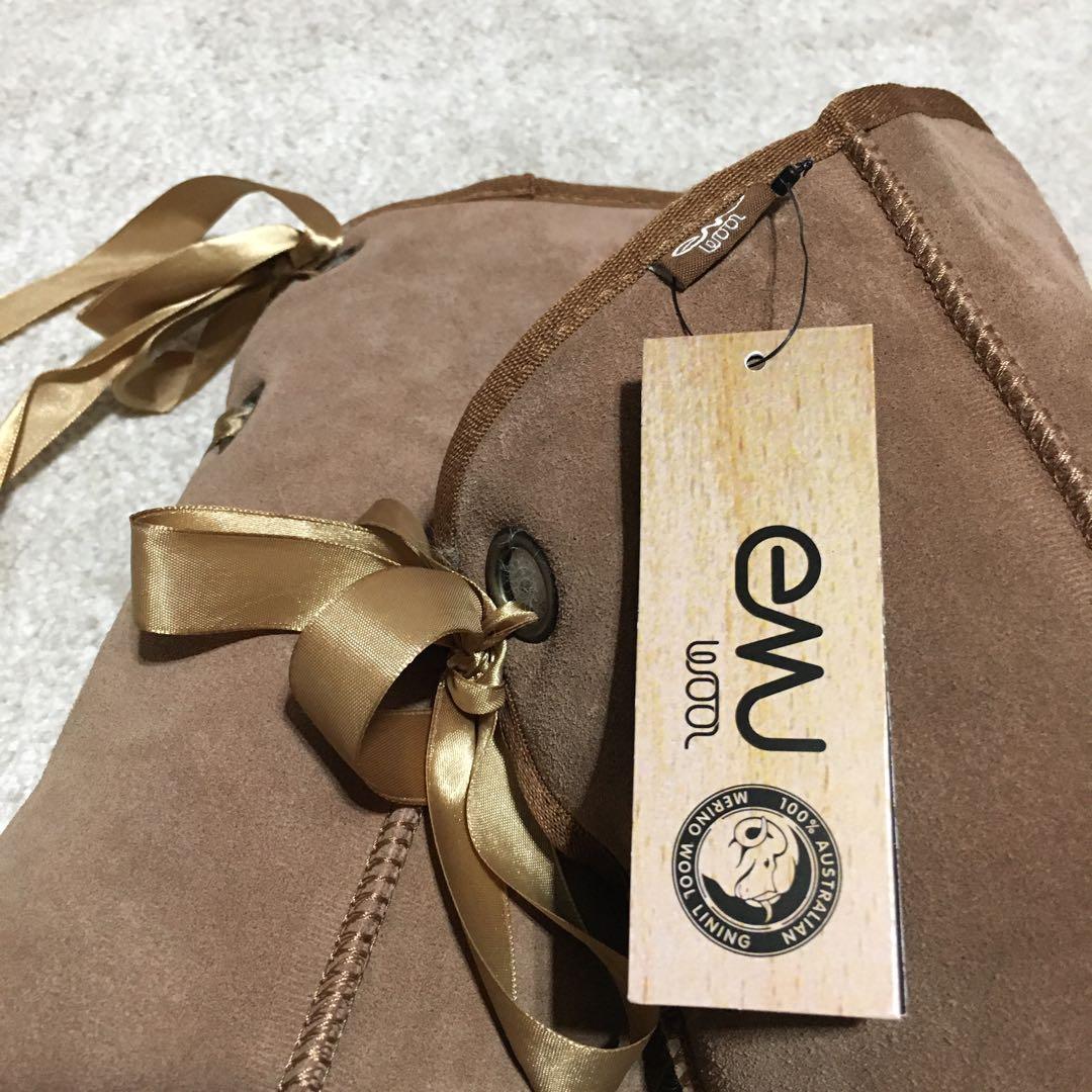 emu ♫ ニーハイ ムートンブーツ キャメル ブラウン 25cm W8 リボン