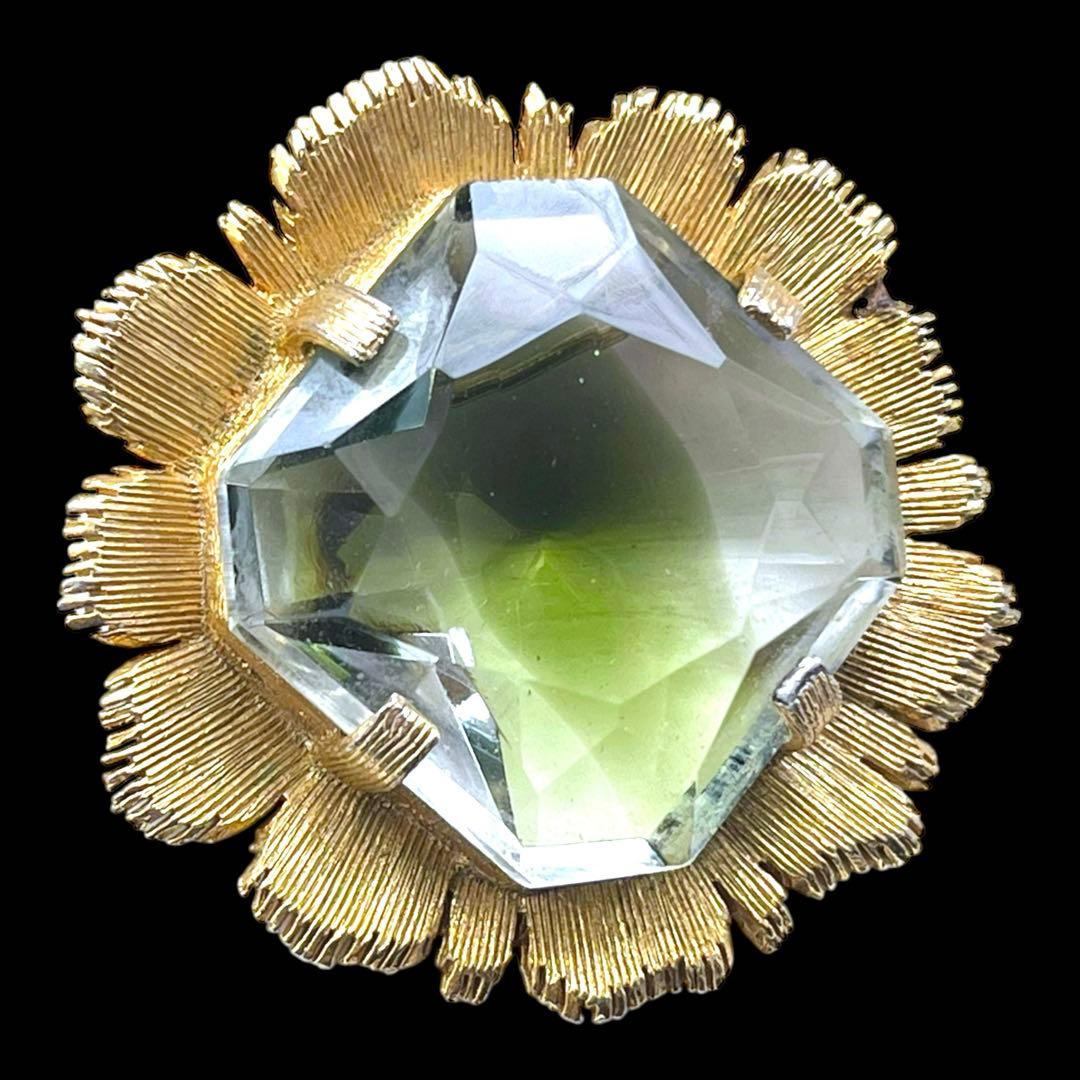 レアデザイン☆EMMONS☆ツートーンギブレガラス☆ビッグサイズスクエアブローチ