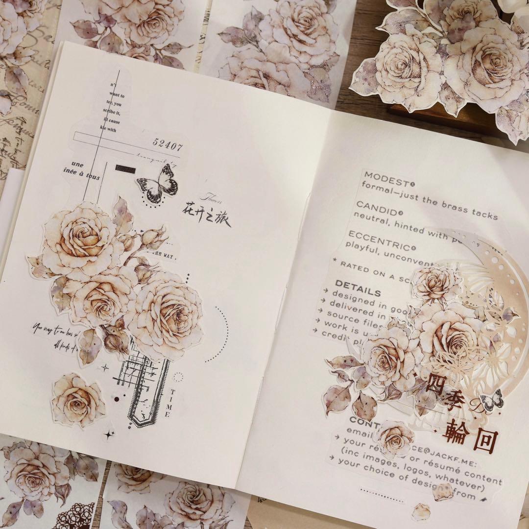 新品　月下温柔　和紙花マスキングテープ　マステ　6m