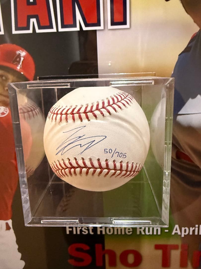 2018年デビュー記念 大谷翔平 直筆サインボール 展示額セットMLB認証シール