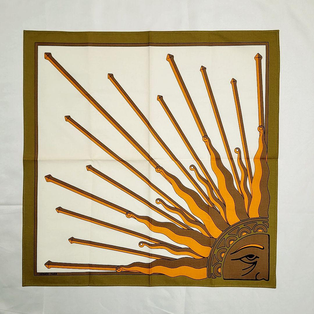 極美品 ★HERMES★ エルメス ランチョンマット 太陽 コットン グリーン